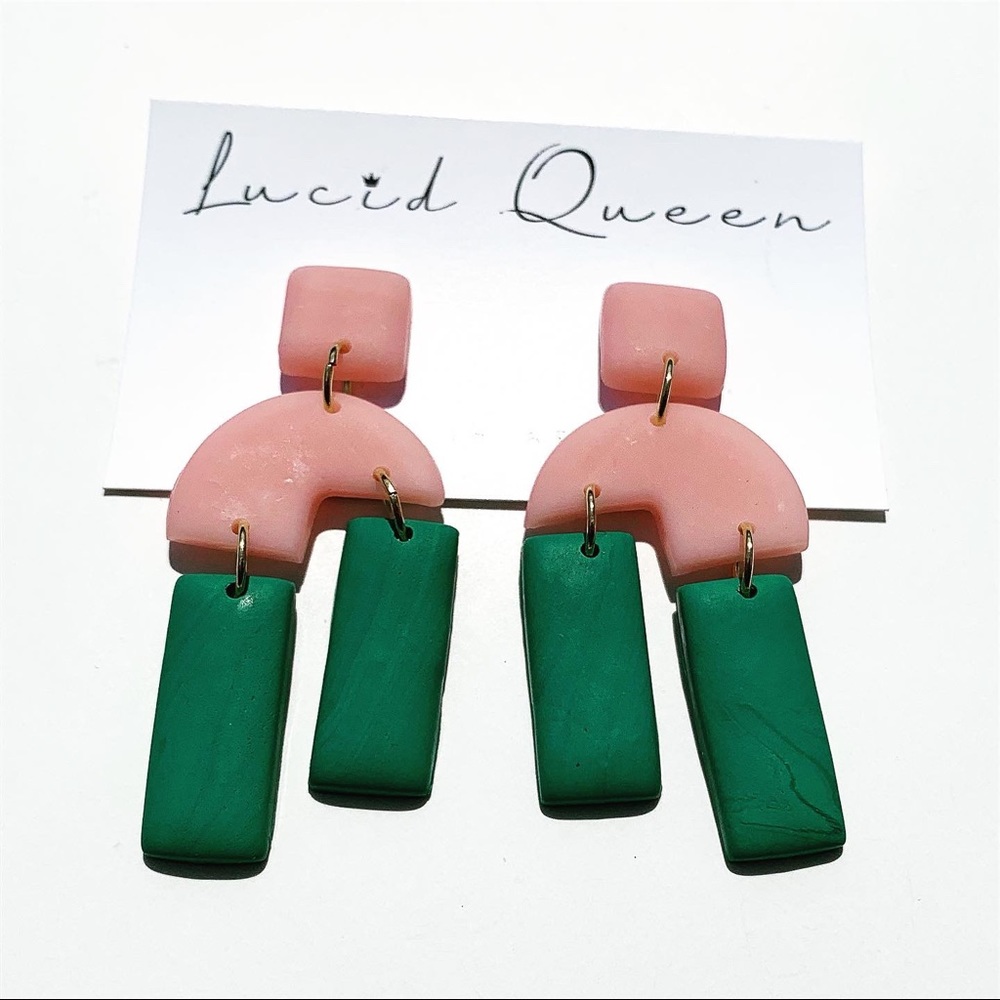 Pink Aztec Marble Earrings